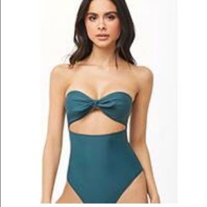Tie Front Cut Out Bathing Suit